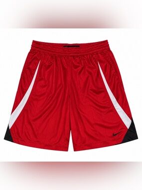 Nike Men’s Red Athletic Shorts with White and Black Accents